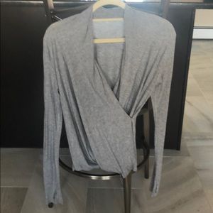 Lululemon gray wrap top.